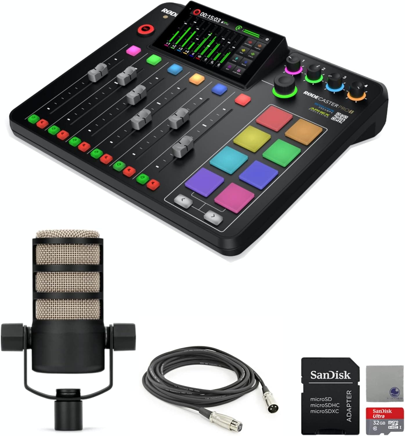 Rode RODECaster Pro II Audio Production Console with PodMic and microSD Card