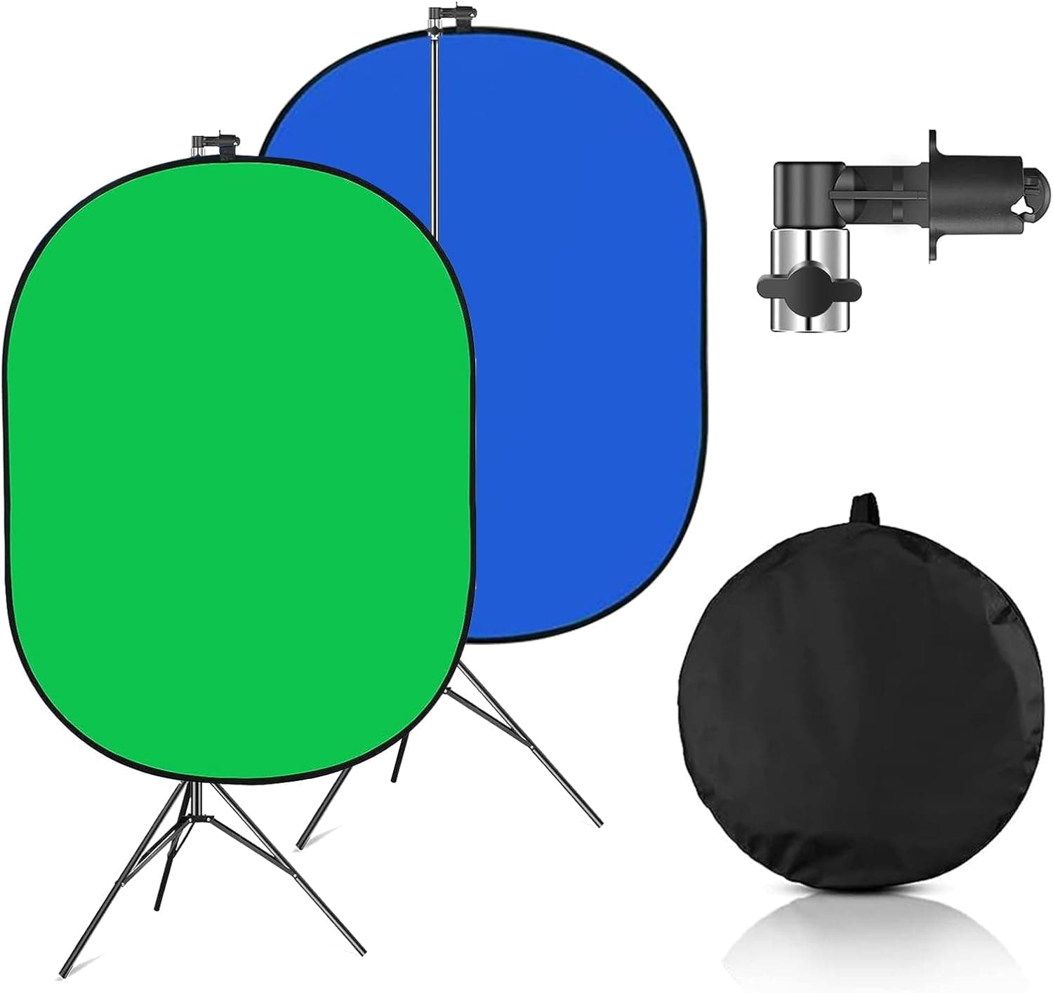 Portable Green Screen Backdrop with Stand, Foldable 5x7ft Chromakey Blue & Green 2 in 1 Pop Up